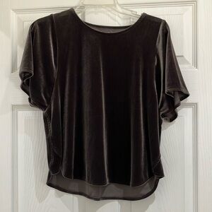 Elegant Smoke Grey Velvet Women's Top